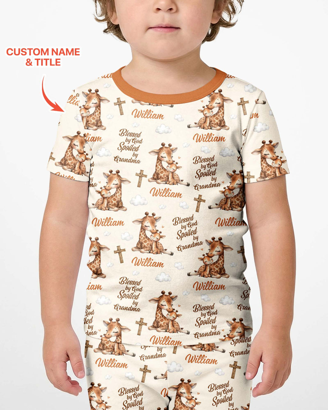 Custom Name Blessed By God Spoiled By Grandma Bamboo Two Piece Short Sleeve Shorts Pajama Set