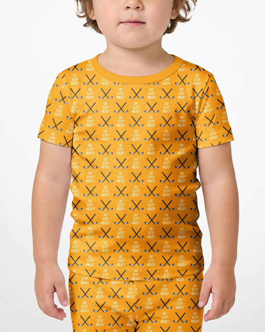 Eat Sleep Hockey Bamboo Two Piece Short Sleeve Shorts Pajama Set