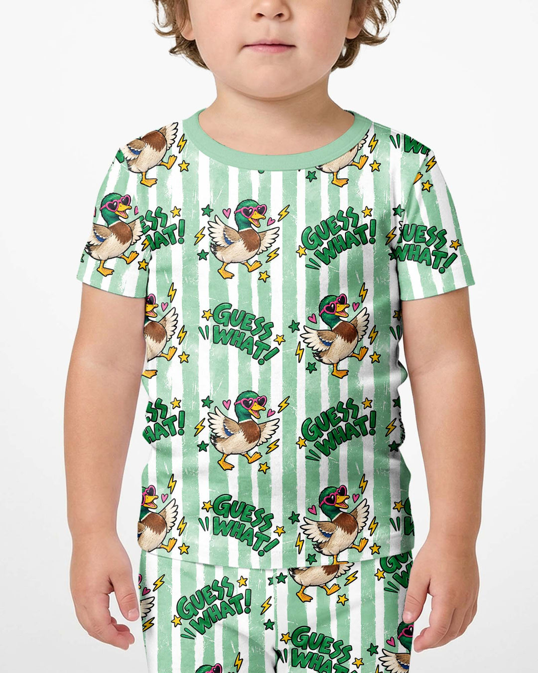 Guess What Mallard Butt Bamboo Two Piece Short Sleeve Shorts Pajama Set