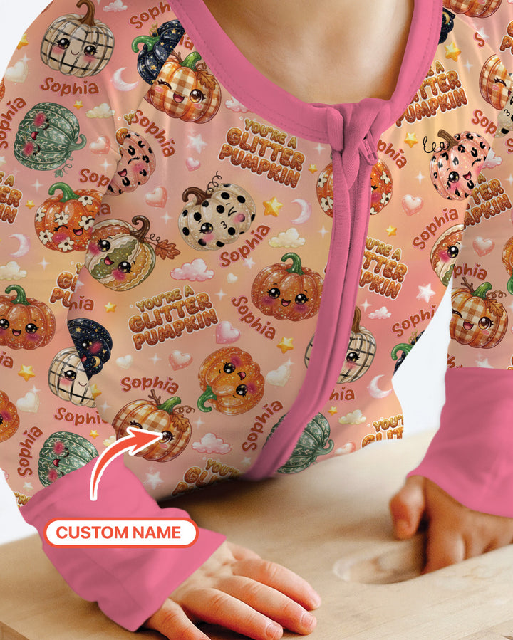 Custom Name You're A Glitter Pumpkin Bamboo Convertible Zippy