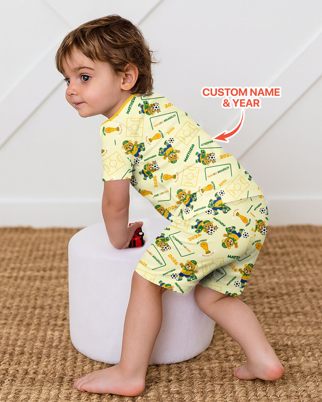 Pijama de bambú de dos piezas de manga corta con pantalón corto, plantilla personalizada