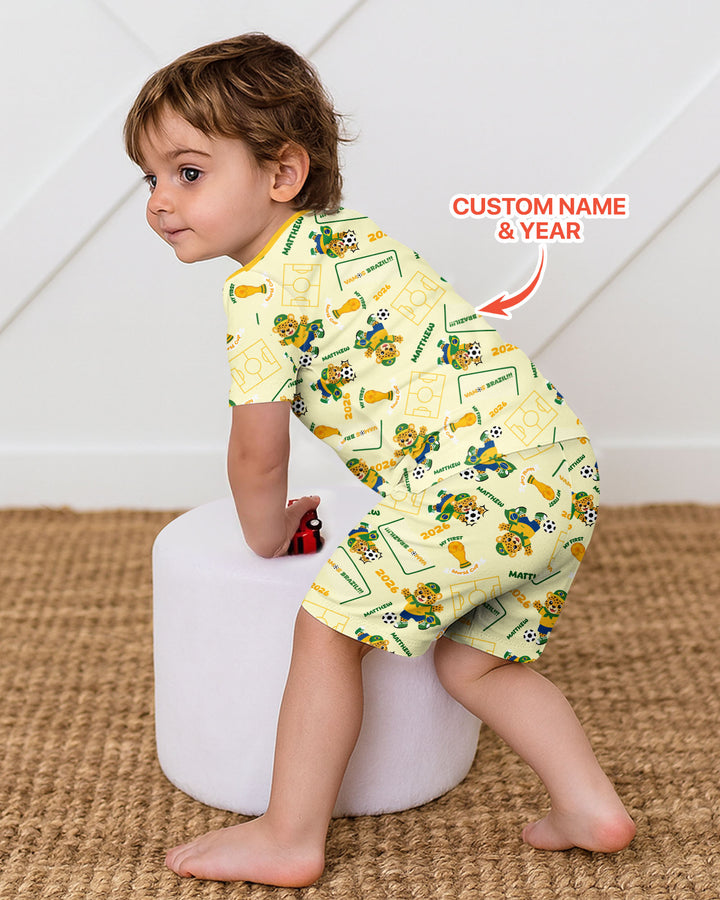 Pijama de bambú de dos piezas de manga corta con pantalón corto, plantilla personalizada