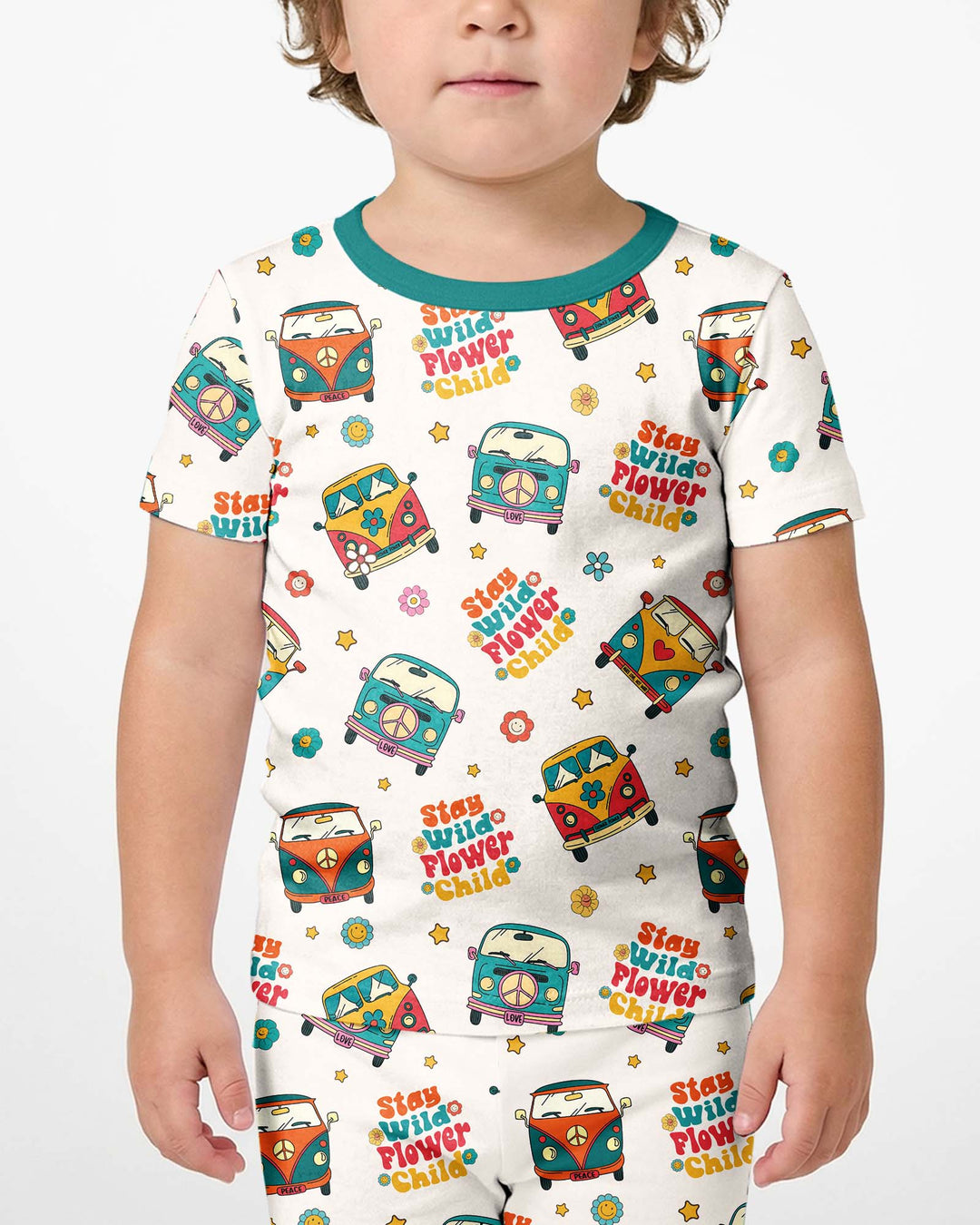Stay Wild Flower Child Bamboo Two Piece Short Sleeve Shorts Pajama Set