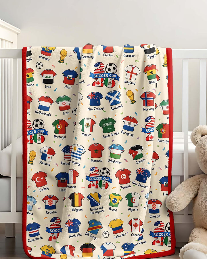 2026 Soccer World Jersey Flag Bamboo Blanket