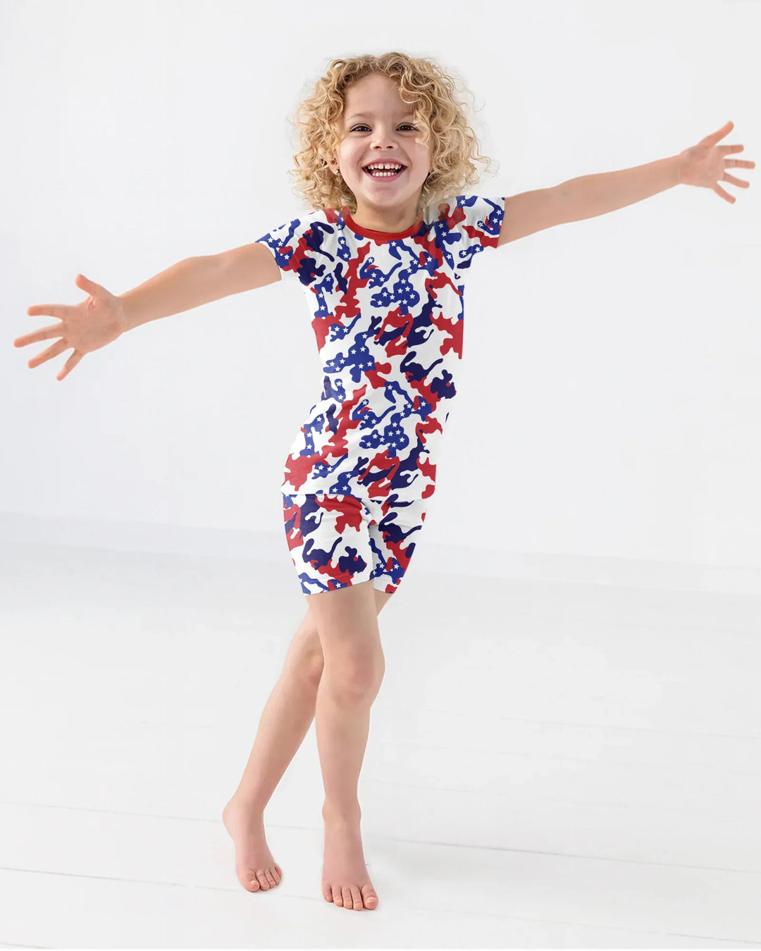 Patriot Camo Daddy & Me Matching Bamboo Two Piece Short Sleeve Shorts Pajama Set