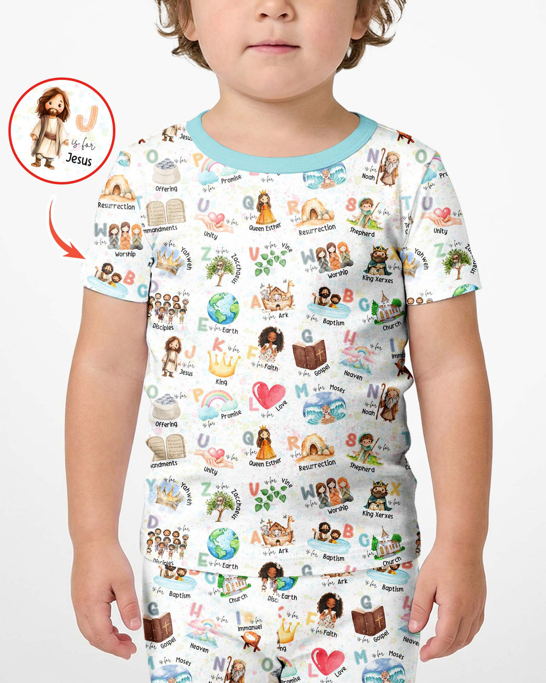 Template Zweiteiliges Pyjama-Set mit kurzen Ärmeln und Shorts