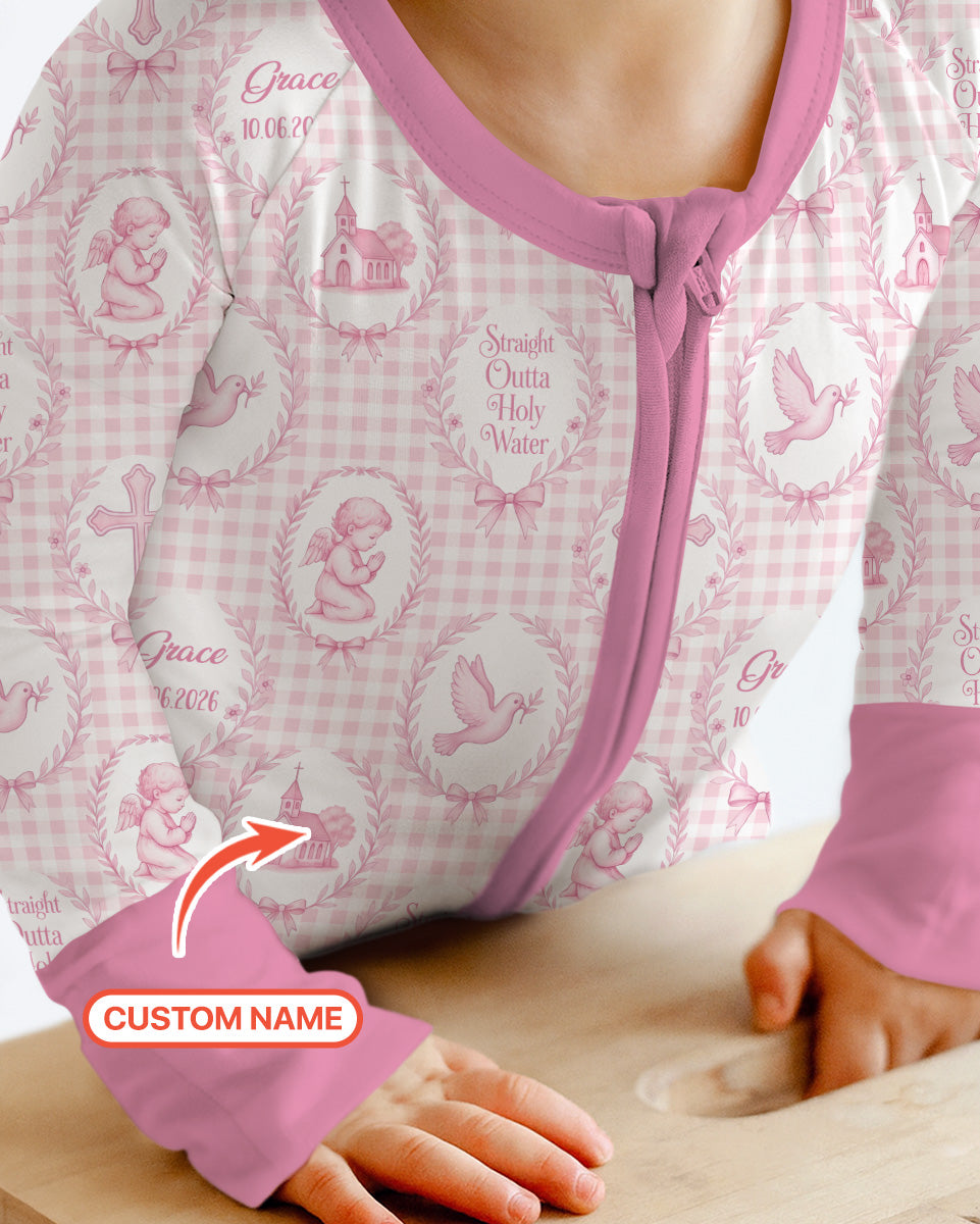 Custom Name Baptism Straight Outta Holy Water Bamboo Convertible Zippy