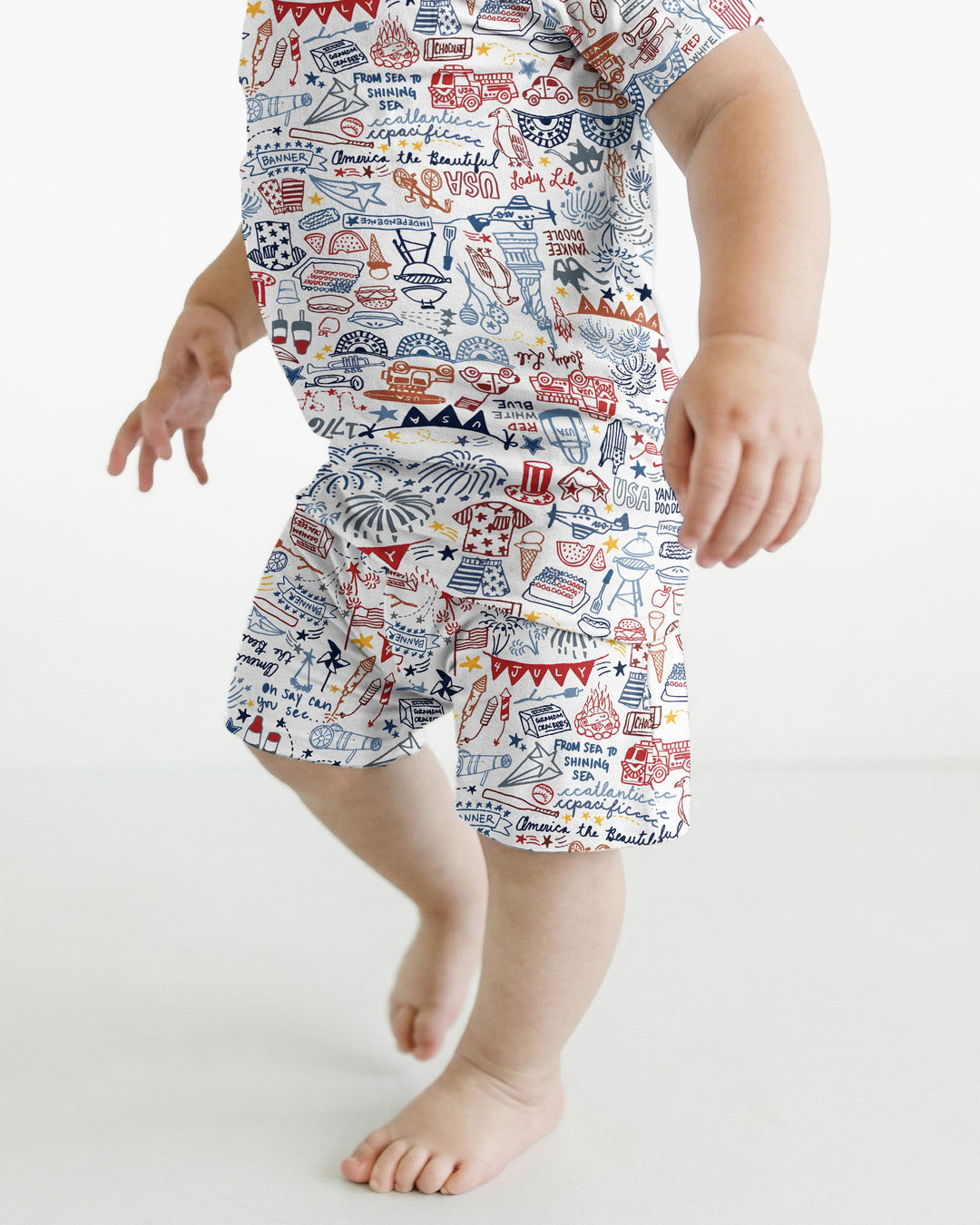 Liberty Doodle 250th Family Matching Bamboo Two Piece Short Sleeve Shorts Pajama Set