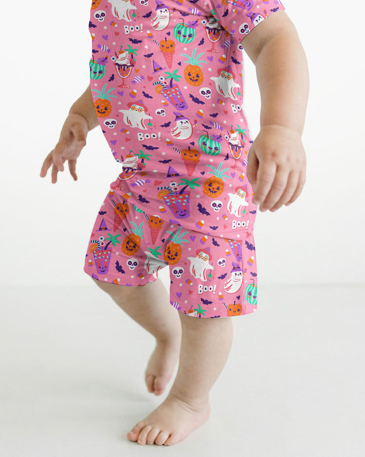 Summerween Doodles Bamboo Two Piece Short Sleeve Shorts Pajama Set