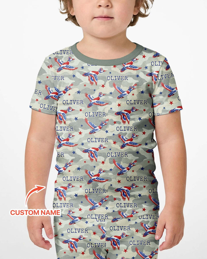 Zweiteiliges Pyjama-Set mit kurzen Ärmeln und Shorts im Sommer-Design