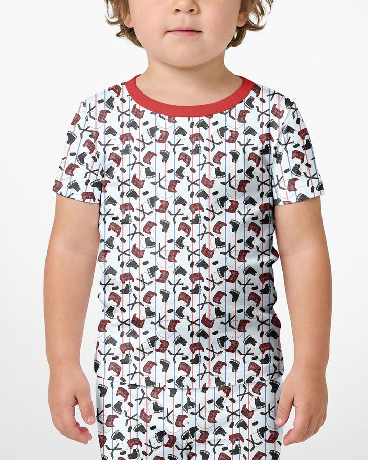 Hockey Rink Bamboo Two Piece Short Sleeve Shorts Pajama Set