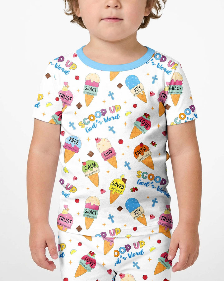 Pijama de dos piezas de bambú de manga corta y pantalones cortos para toda la familia Mini Mystic a juego