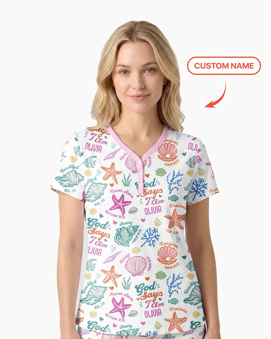 Coastal God Says I Am Custom Name Bamboo Women Short Sleeve Short Pajama Set