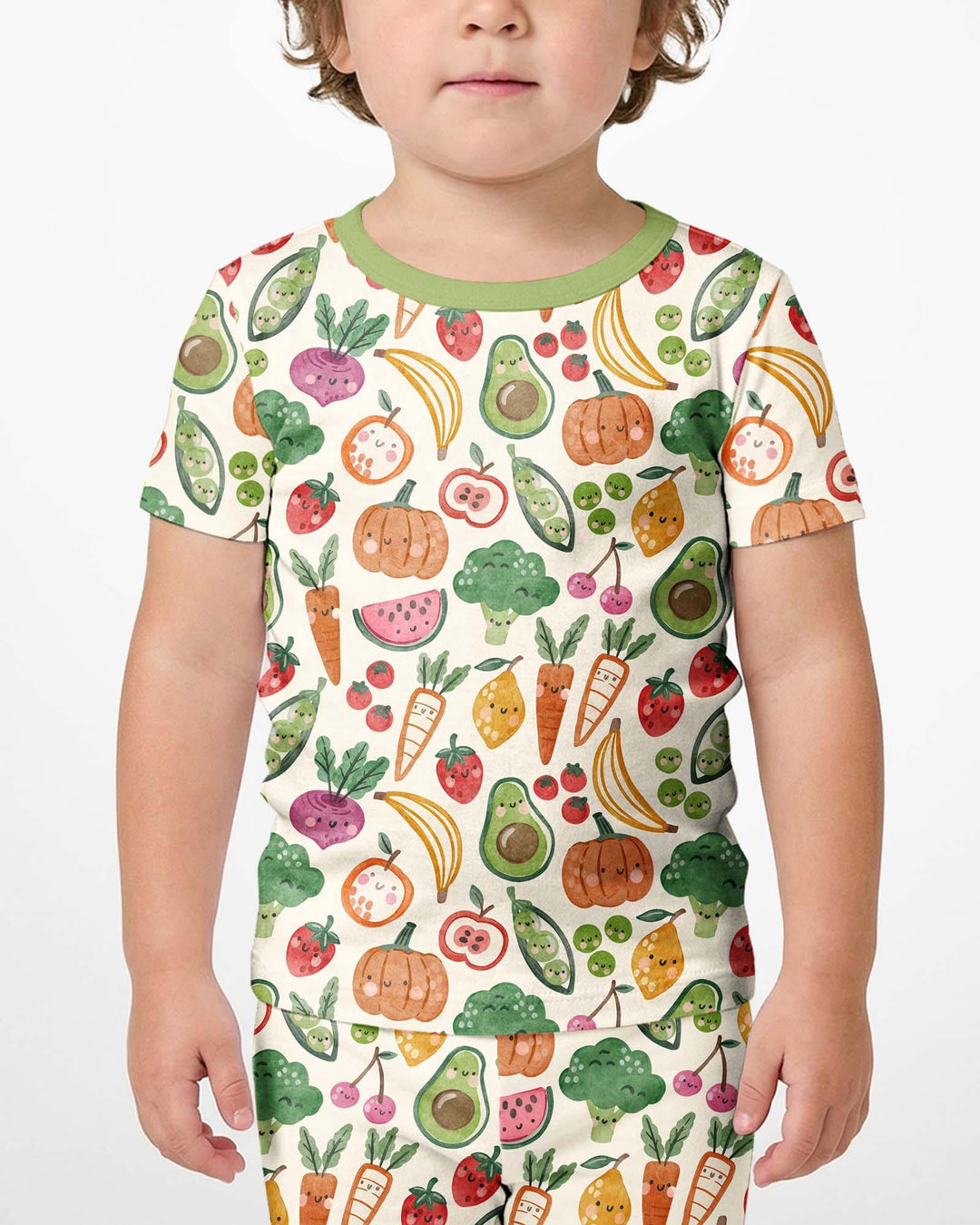 Veggie Friends Family Matching Bamboo Two Piece Short Sleeve Shorts Pajama Set