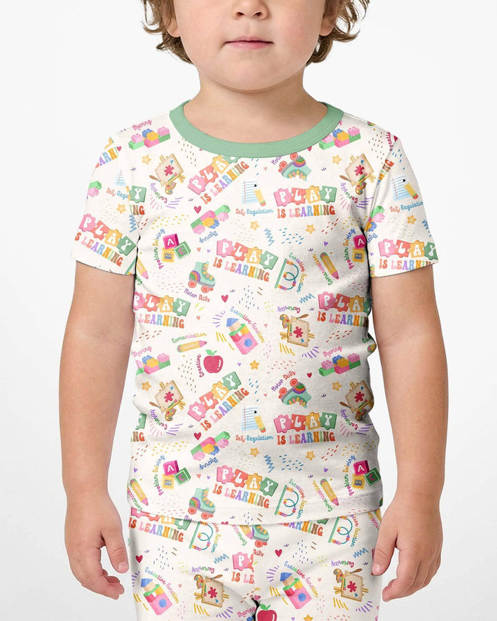 Conjunto de Pijama de Dos Piezas de Bambú con Mangas Cortas y Pantalones Cortos