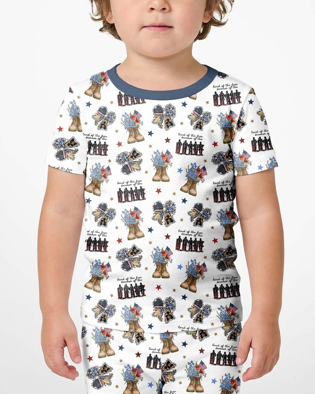 Honor the Brave Family Matching Bamboo Two Piece Short Sleeve Shorts Pajama Set
