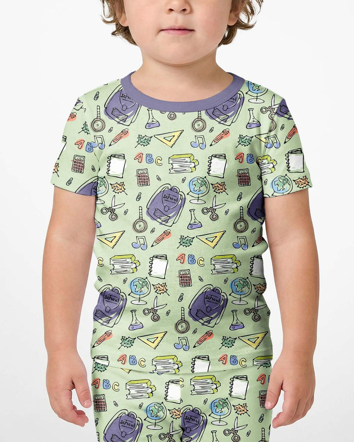Doodle School Days Bamboo Two Piece Short Sleeve Shorts Pajama Set
