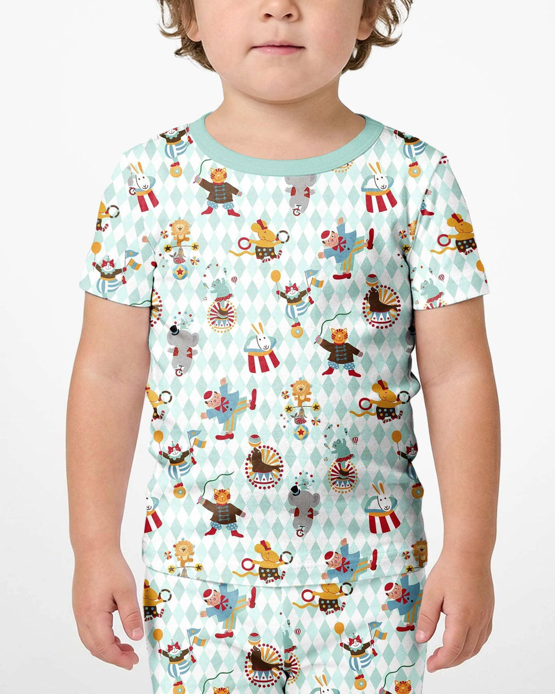 Circus Animal Bamboo Two Piece Short Sleeve Shorts Pajama Set
