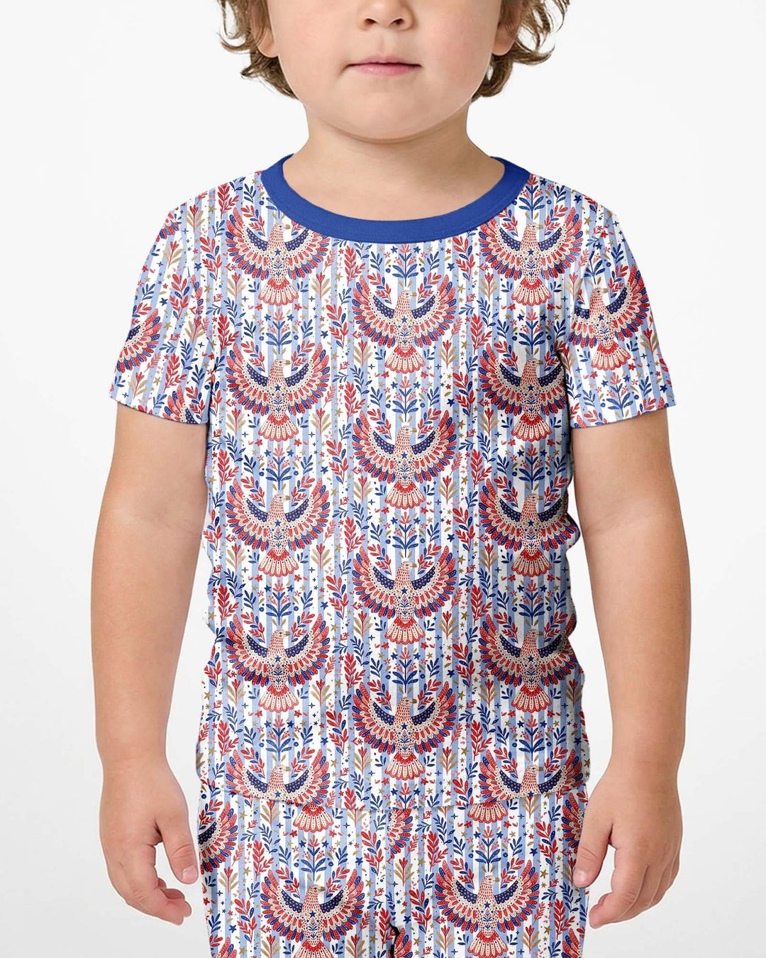 Patriotic Eagle Bamboo Two Piece Short Sleeve Shorts Pajama Set