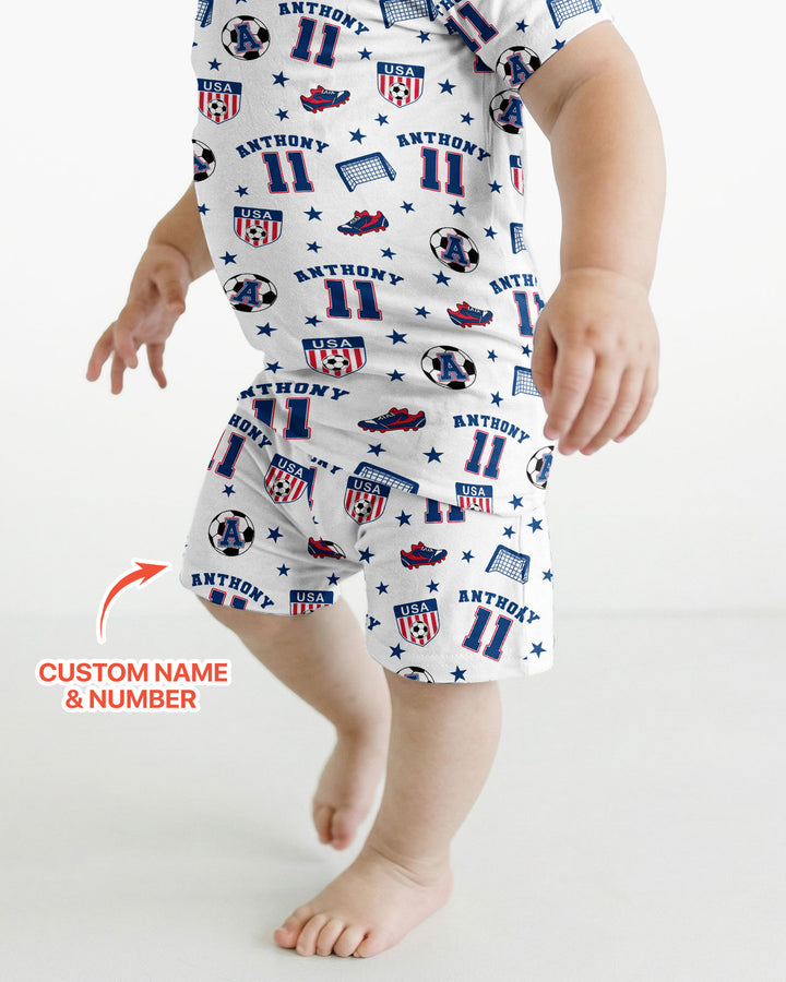 Zweiteiliges Pyjama-Set mit kurzen Ärmeln und Shorts im Sommer-Design