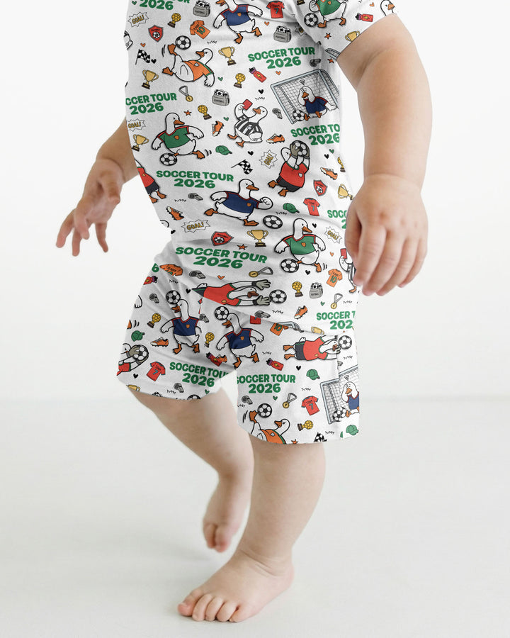 Funny Goose Soccer Tour 2026 Bamboo Two Piece Short Sleeve Shorts Pajama Set