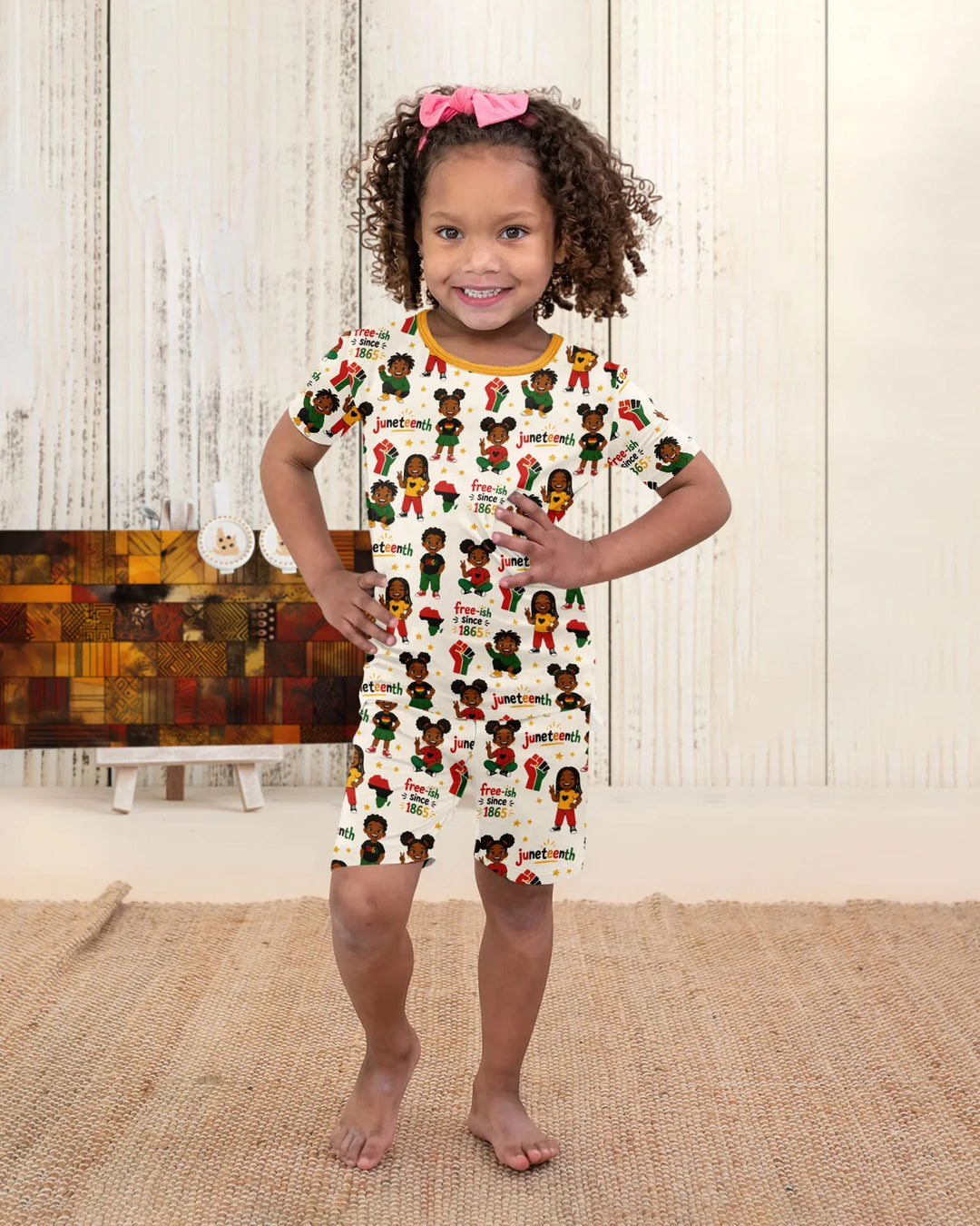 Juneteenth Free-ish Since 1865 Bamboo Two Piece Short Sleeve Shorts Pajama Set