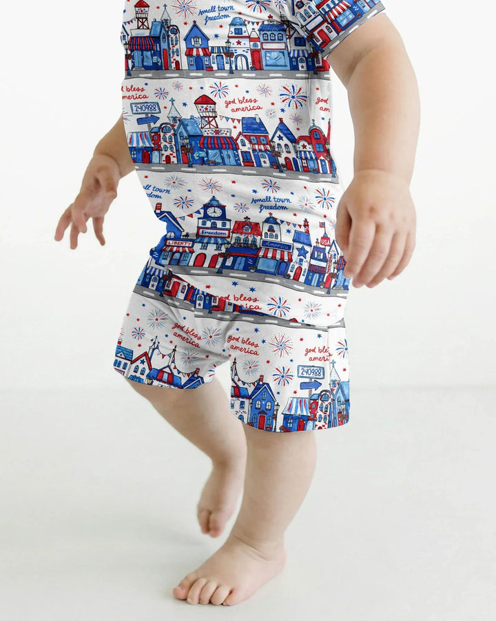 Conjunto de Pijama de Dos Piezas de Bambú con Mangas Cortas y Pantalones Cortos