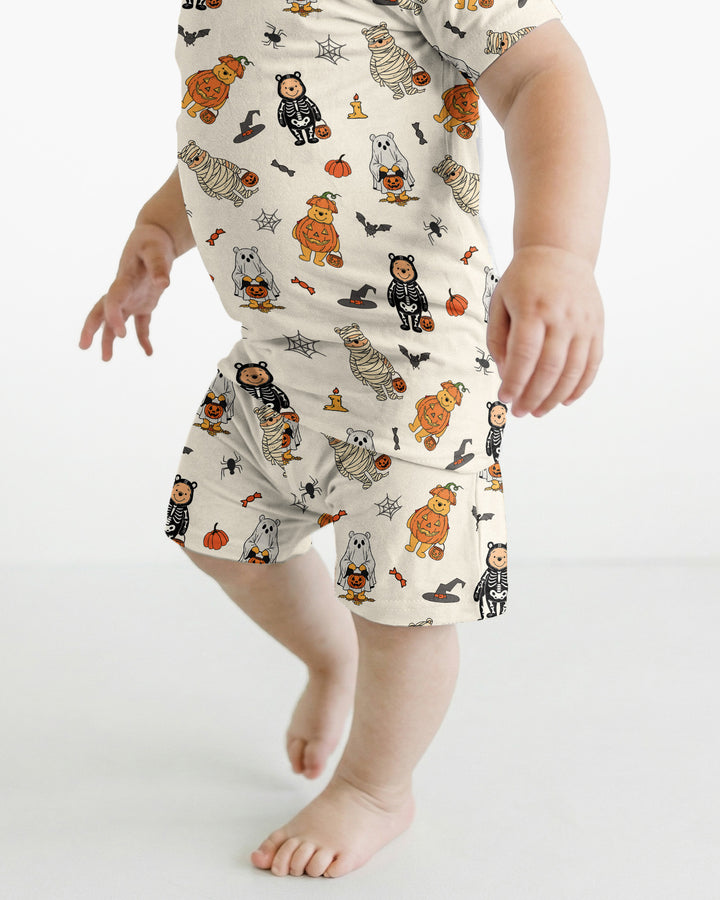 Retro Trick Or Treat Bamboo Two Piece Short Sleeve Shorts Pajama Set
