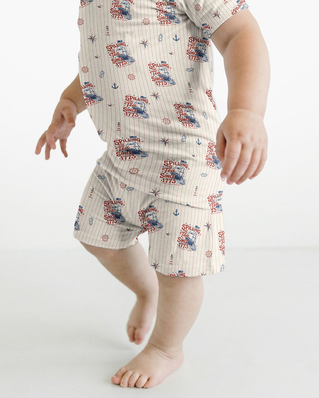Spilling The Tea Since 1773 Family Matching Bamboo Two Piece Short Sleeve Shorts Pajama Set