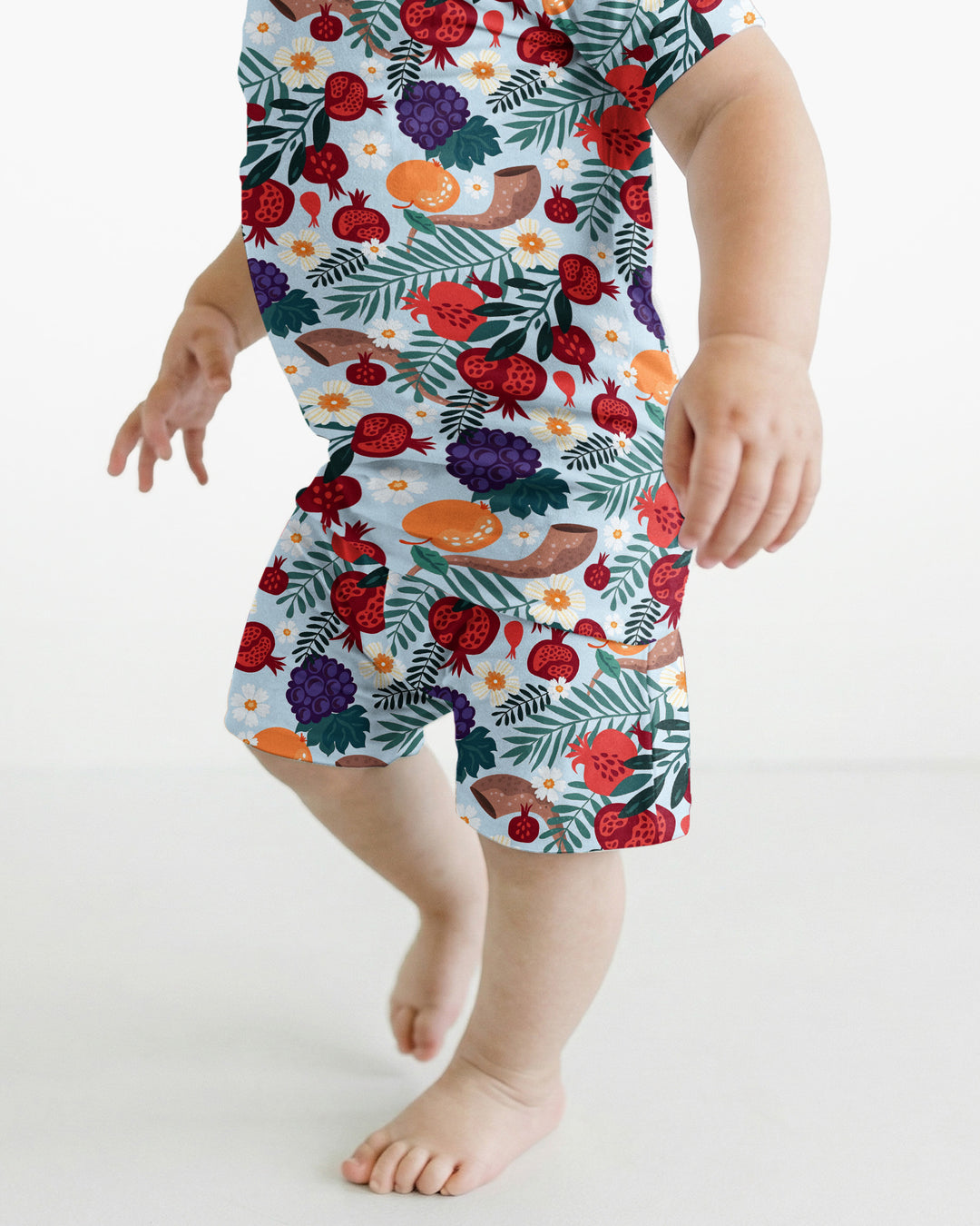Pomegranate Blessings Night Family Matching Bamboo Two Piece Short Sleeve Shorts Pajama Set