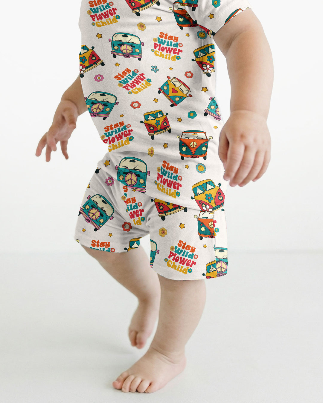 Stay Wild Flower Child Bamboo Two Piece Short Sleeve Shorts Pajama Set