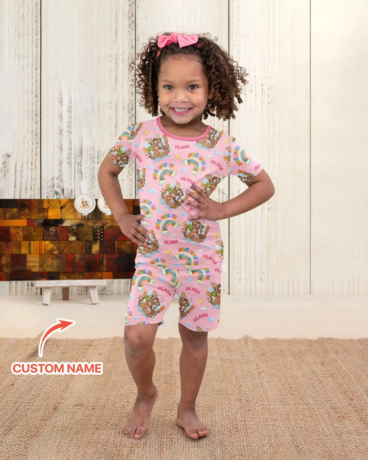 Conjunto de Pijama de Dos Piezas de Bambú con Mangas Cortas y Pantalones Cortos