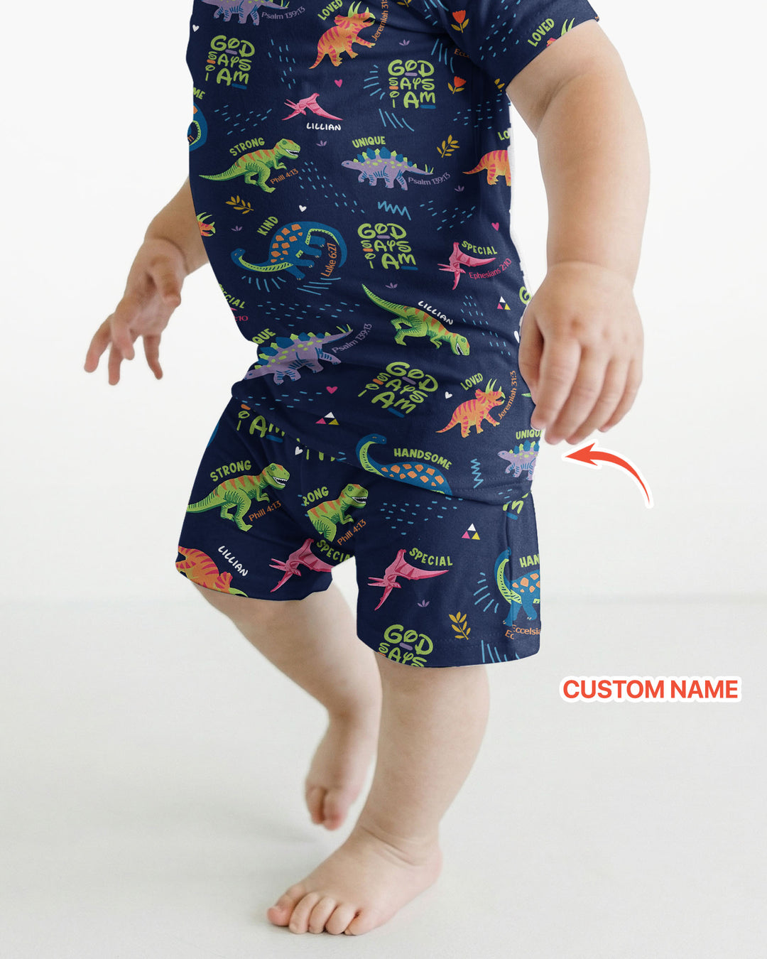 Custom Name God says I am Dinosaur Bamboo Two Piece Short Sleeve Shorts Pajama Set