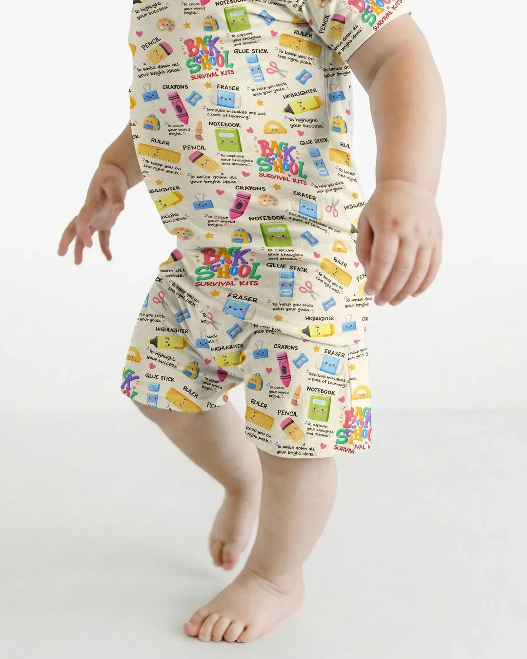 Back To School Survival Kit Bamboo Two Piece Short Sleeve Shorts Pajama Set