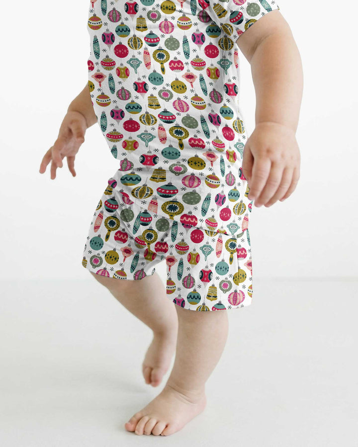 Tiny Christmas Ornaments   Bamboo Two Piece Short Sleeve Shorts Pajama Set