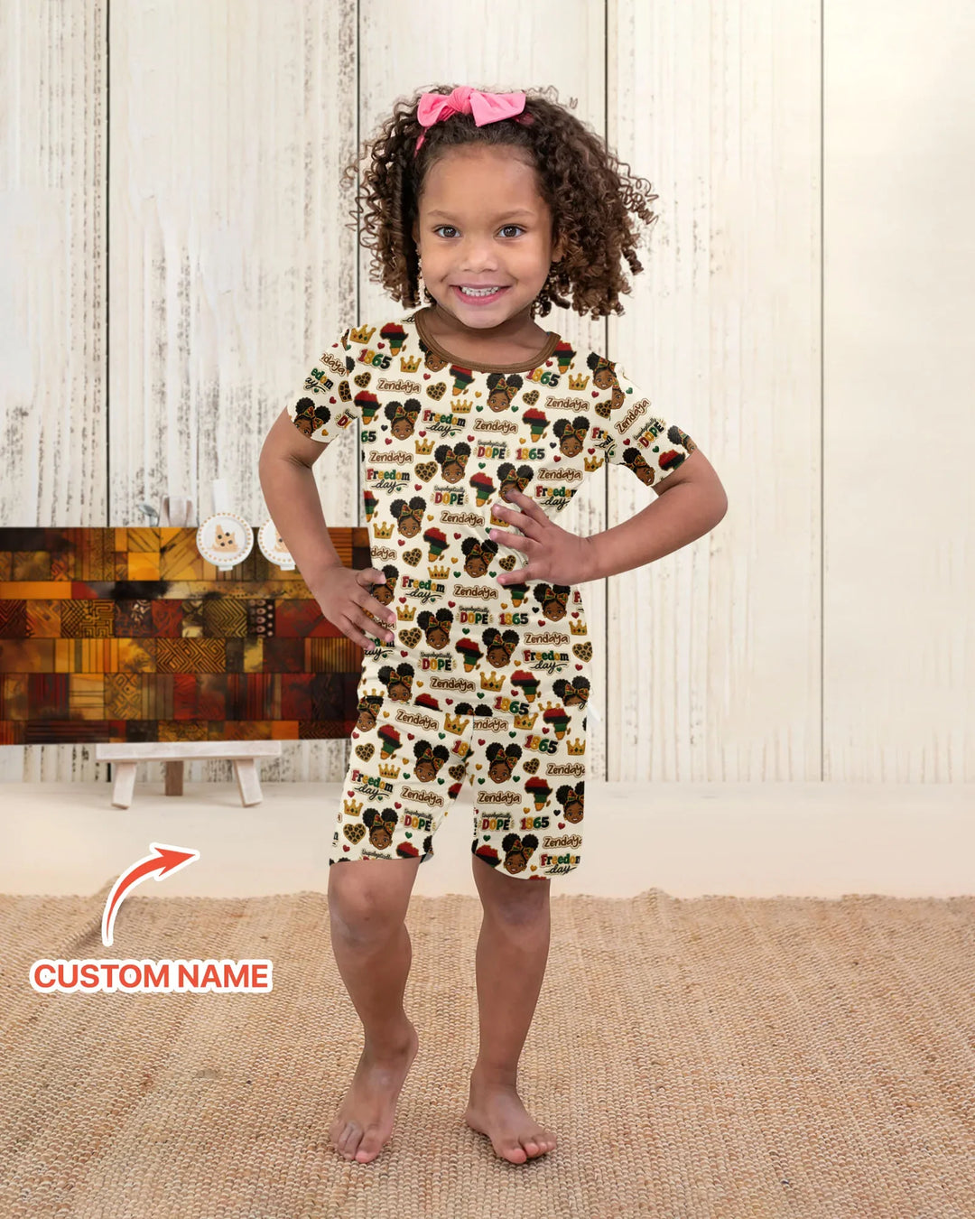 Custom Name Juneteenth Unapologetically Dope Bamboo Two Piece Short Sleeve Shorts Pajama Set