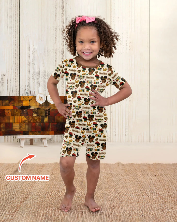 Custom Name Juneteenth Unapologetically Dope Bamboo Two Piece Short Sleeve Shorts Pajama Set