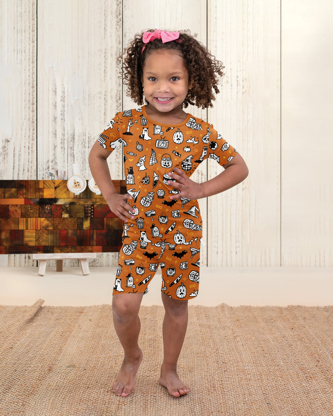 Spooky Season Bamboo Two Piece Short Sleeve Shorts Pajama Set