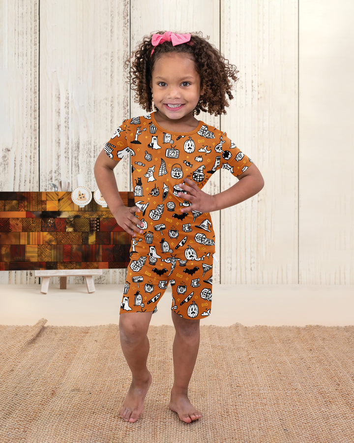 Spooky Season Bamboo Two Piece Short Sleeve Shorts Pajama Set