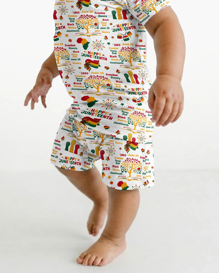 Happy Juneteenth Bamboo Two Piece Short Sleeve Shorts Pajama Set
