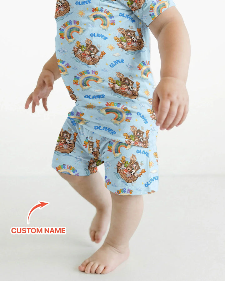 Conjunto de Pijama de Dos Piezas de Bambú con Mangas Cortas y Pantalones Cortos