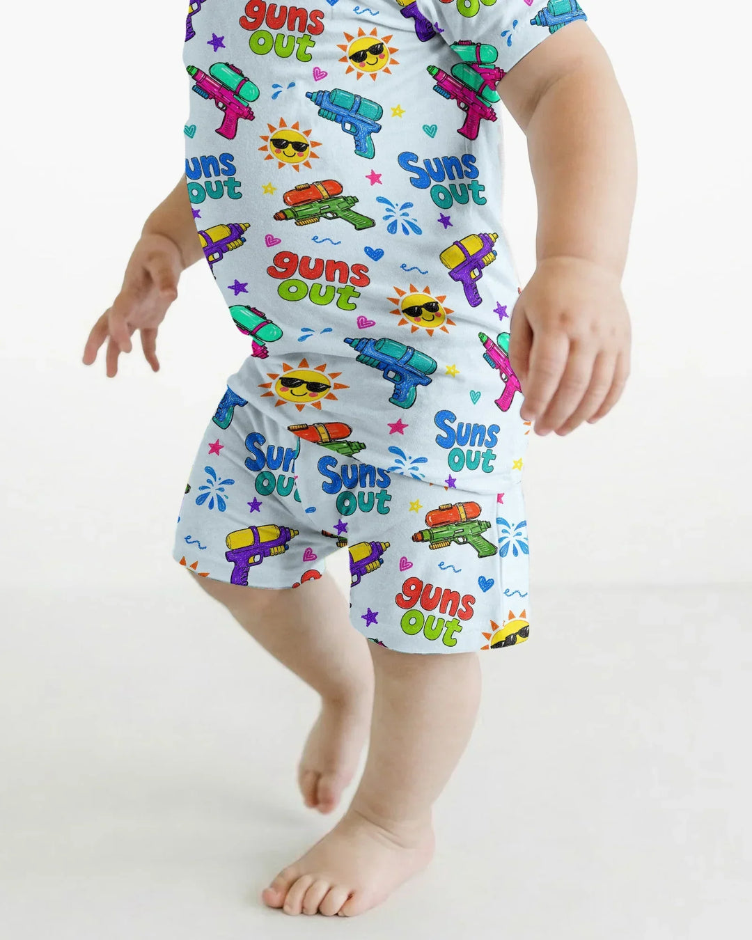 Sun Out Guns Out Bamboo Two Piece Short Sleeve Shorts Pajama Set
