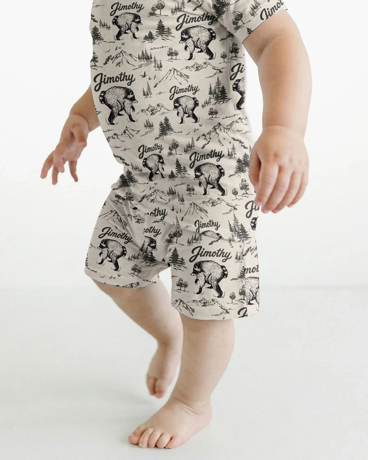Vintage Jimothy Racoon Family Matching Bamboo Two Piece Short Sleeve Shorts Pajama Set