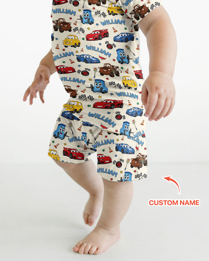 Car Movie Bamboo Two Piece Short Sleeve Shorts Pajama Set