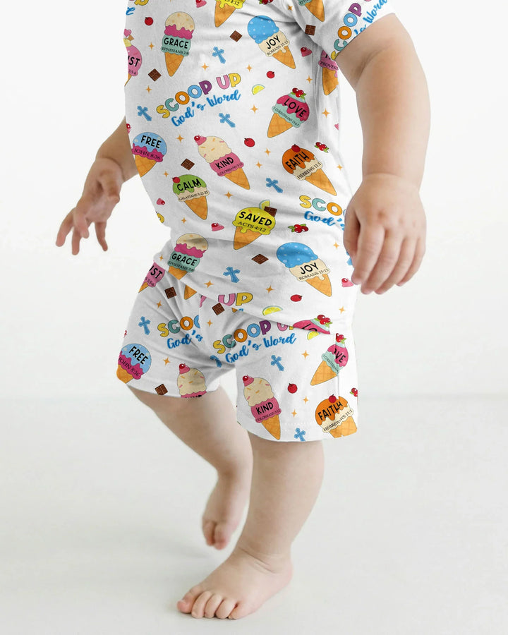 Pijama de dos piezas de bambú de manga corta y pantalones cortos para toda la familia Mini Mystic a juego