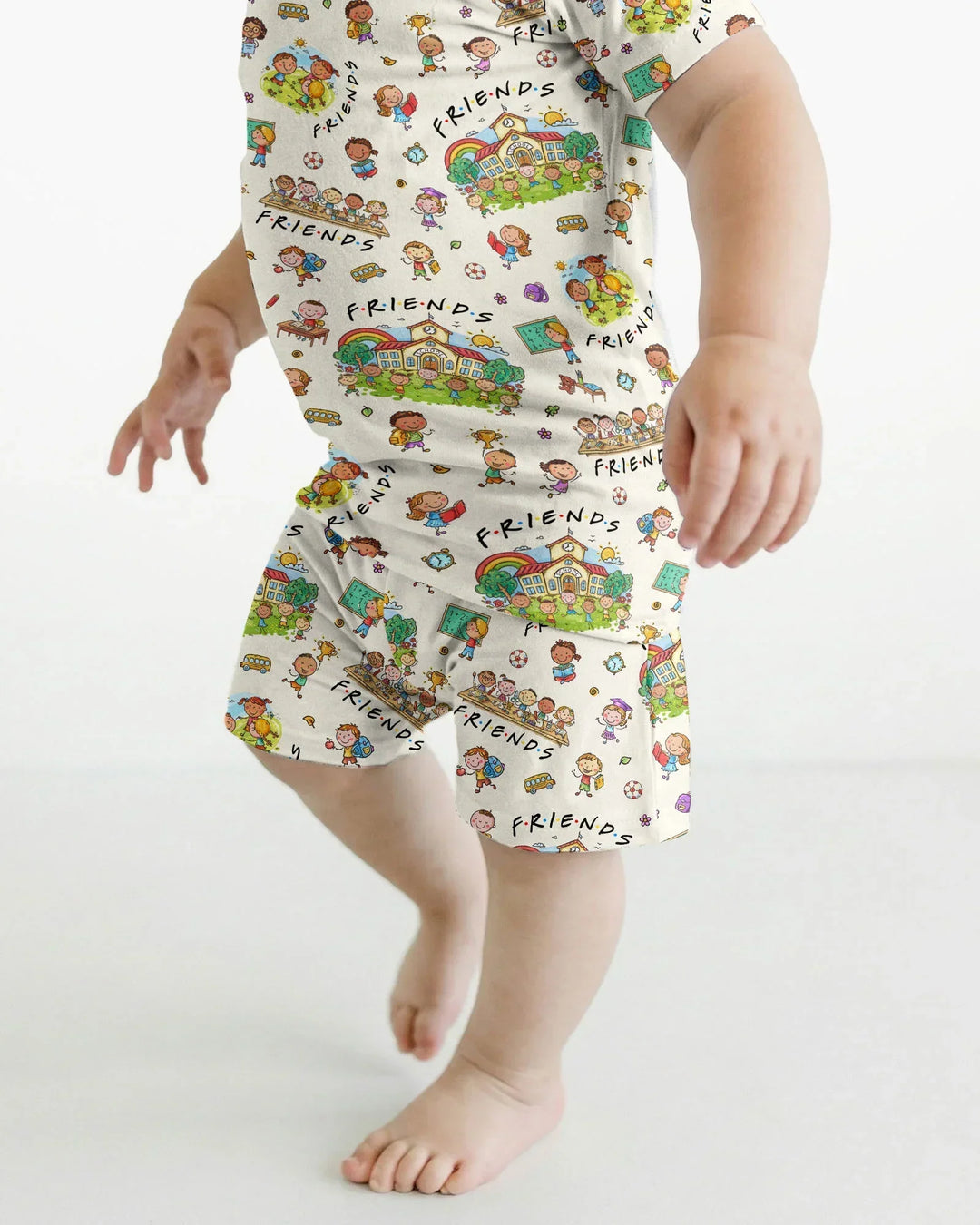 School Friends Forever Bamboo Two Piece Short Sleeve Shorts Pajama Set