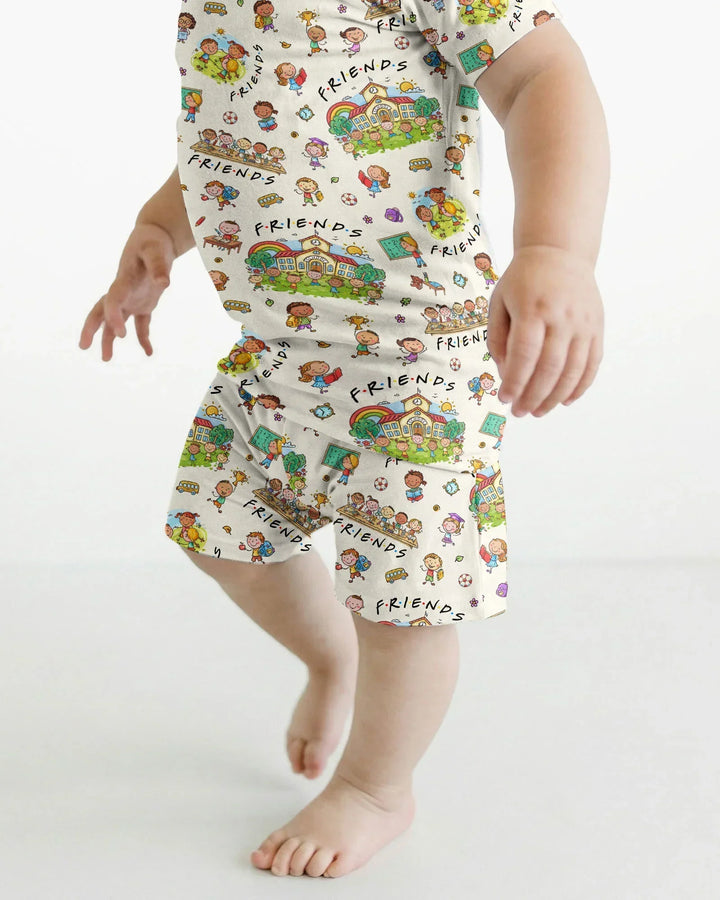 School Friends Forever Bamboo Two Piece Short Sleeve Shorts Pajama Set