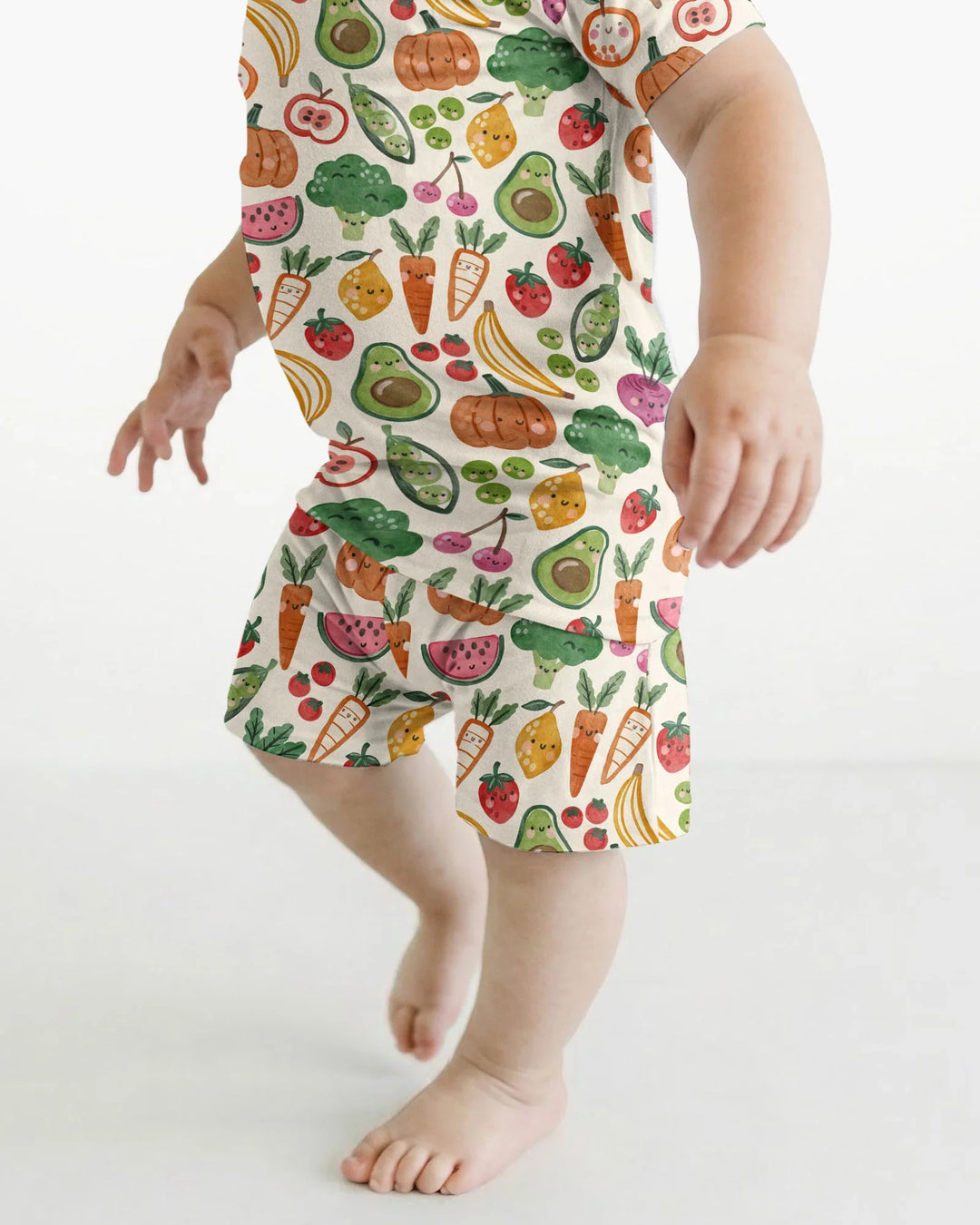 Veggie Friends Family Matching Bamboo Two Piece Short Sleeve Shorts Pajama Set