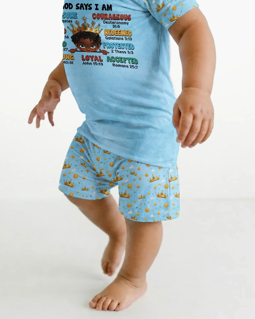 God Says I Am Afro  Boy  Bamboo Two Piece Short Sleeve Shorts Pajama Set