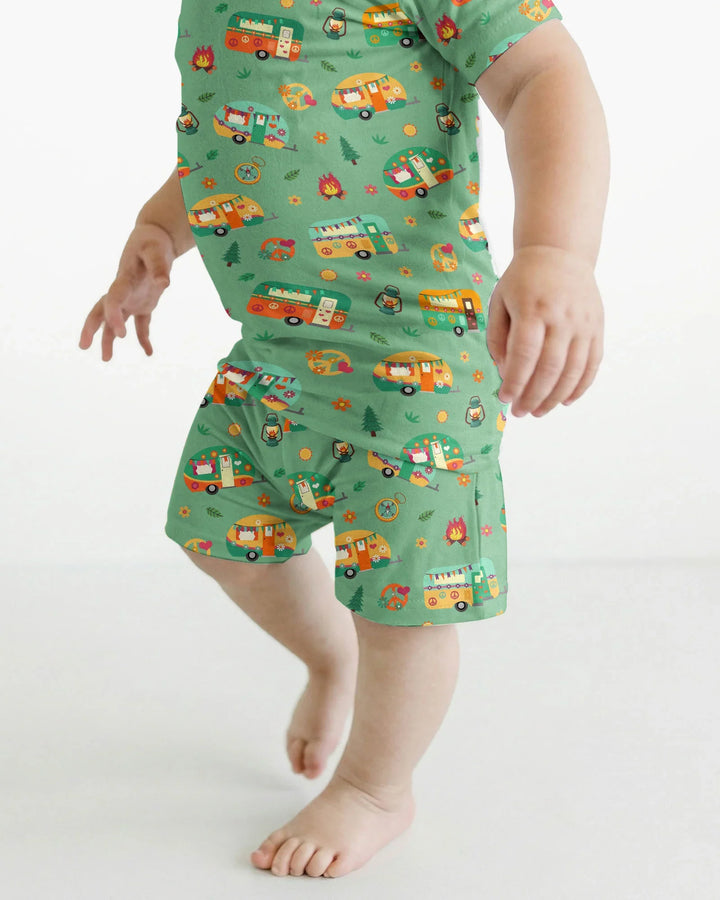 Happy Little Camper Bamboo Two Piece Short Sleeve Shorts Pajama Set